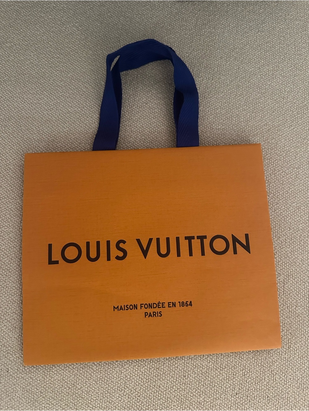 Louis Vuitton Orange Gift Shopper with Blue Ribbon Handles